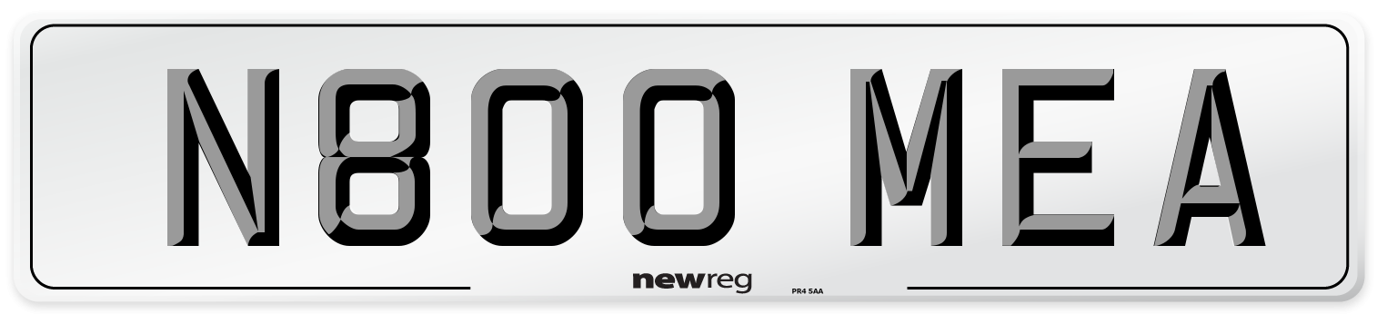 N800 MEA Number Plate from New Reg